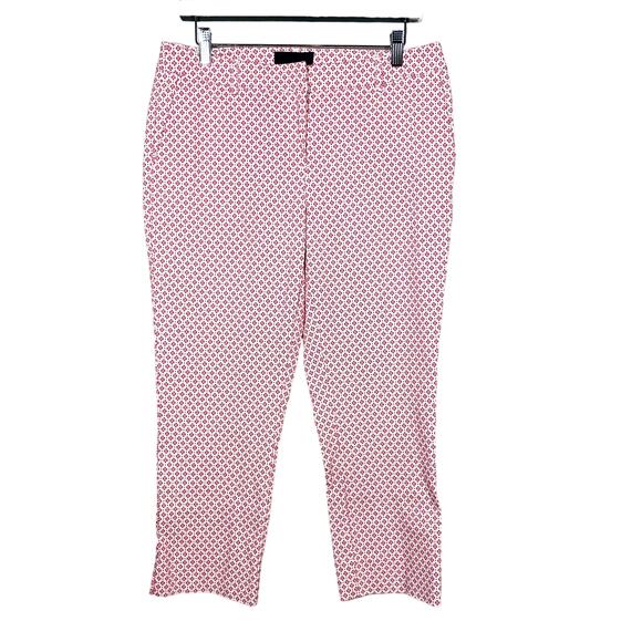 Cynthia Rowley Crop Casual Pant Ankle Red White - 10 - Picture 1 of 5